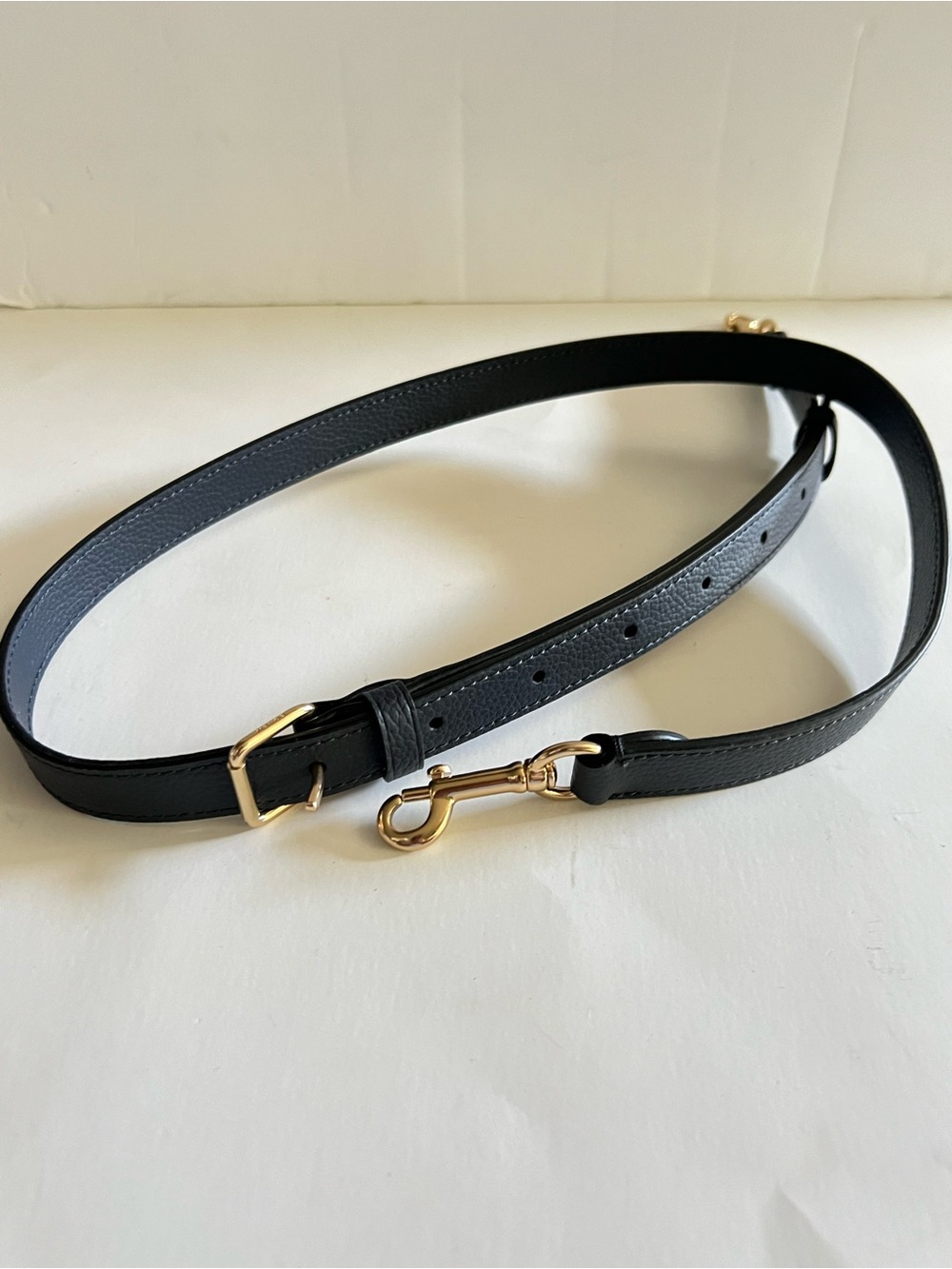 Coach Blue Leather Adjustable Strap with Gold Hardware